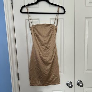 Oh Polly gold satin dress